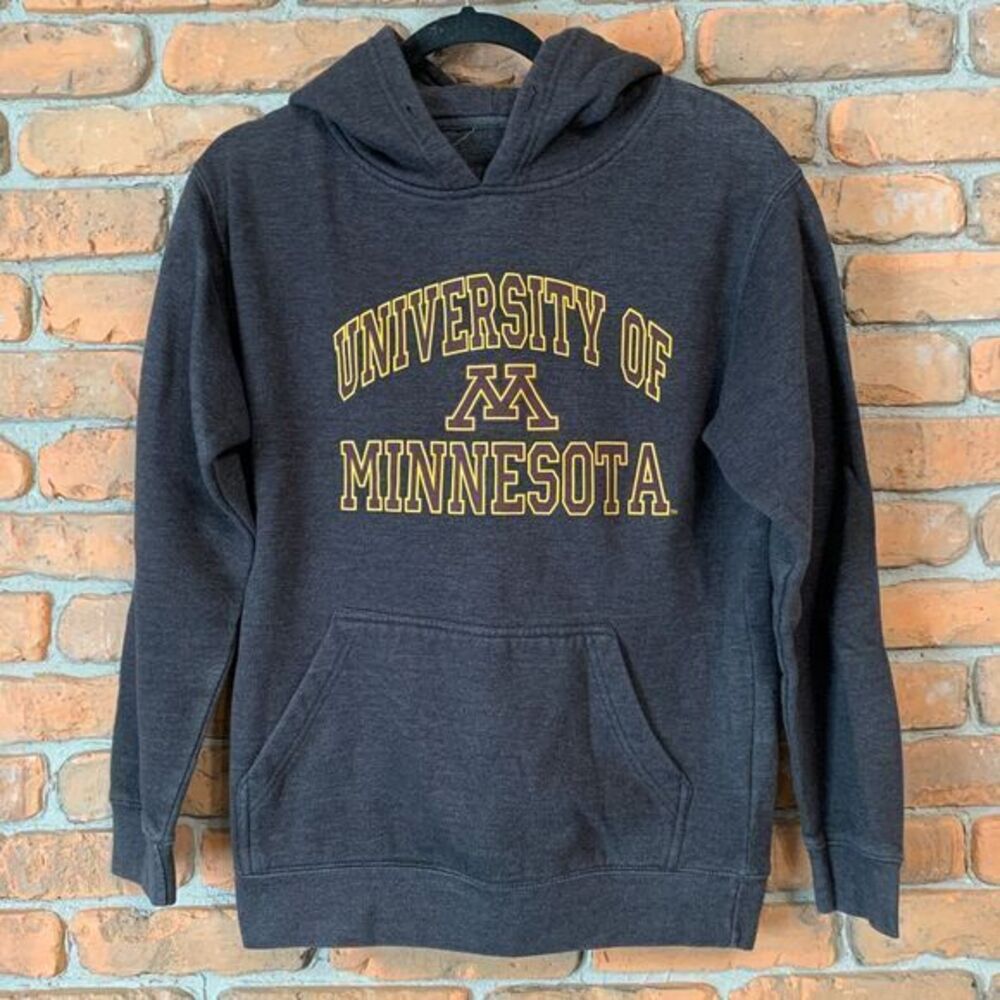University of Minnesota Hoodie UofM College Sweatshirt Gray Logo Print Size‎ M